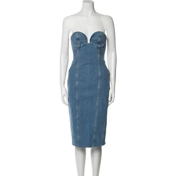 blue flowy midi dress Trina Turk Women's Calm Tiered Ruffle Midi Dress in Ink size Small
